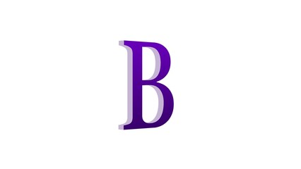 3d B letter logo loopable purple color white background