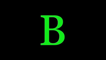 3d B letter logo loopable rotated green color black background