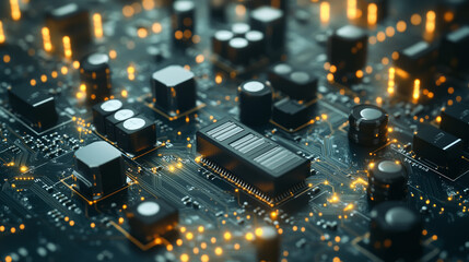 close up of computer circuit board