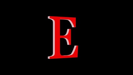3d E letter logo loopable red color black background