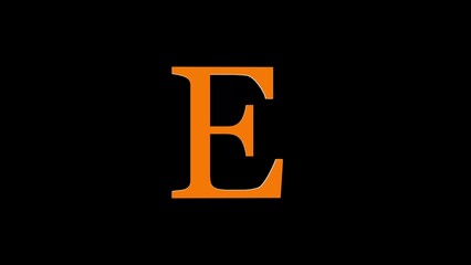 3d E letter logo loopable rotated brown color black background