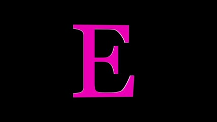 3d E letter logo loopable rotated pink color black background