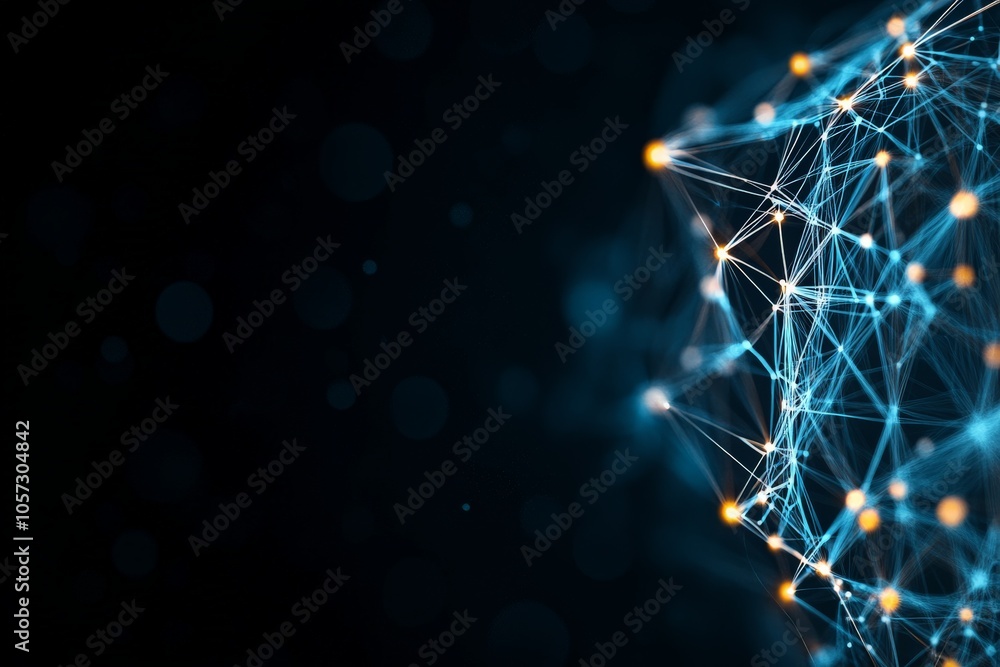 Poster this image displays a dark abstract network with bright nodes connected by vibrant lines, symbolizin