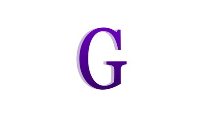 3d G letter logo loopable purple color white background