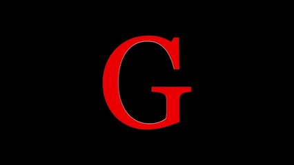 3d G letter logo loopable rotated red color black background