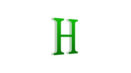 3d H letter logo loopable green color white background