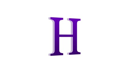 3d H letter logo loopable purple color white background