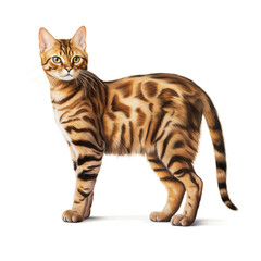 Toyger cat isolated on white