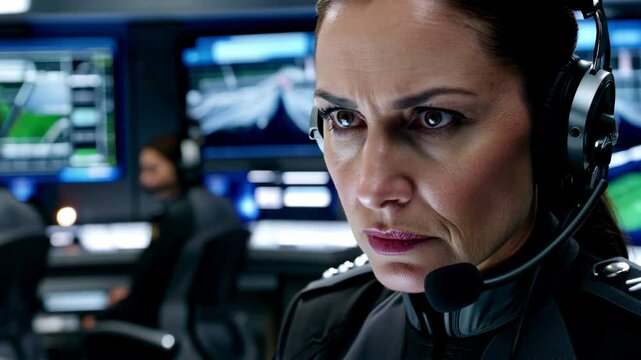 Woman working for emergency call center service - Professional support and computer security big data concept - Models by AI generative
