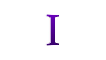 3d I letter logo loopable purple color white background