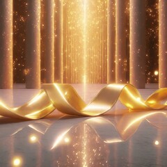 ゴールドの高級感あるステージ　商品モックアップ