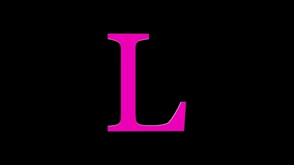 3d L letter logo loopable rotated pink color black background