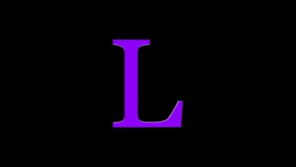 3d L letter logo loopable rotated purple color black background