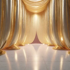 ゴールドの高級感あるステージ　商品モックアップ