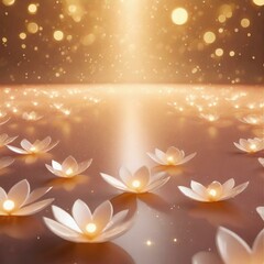 ゴールドの高級感あるステージ　商品モックアップ