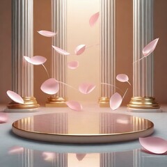 ゴールドの高級感あるステージ　商品モックアップ