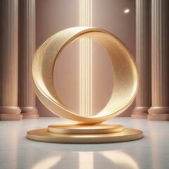 ゴールドの高級感あるステージ　商品モックアップ