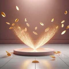 ゴールドの高級感あるステージ　商品モックアップ