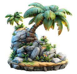 coconut tree isolated on transparent background, generated ai