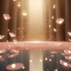 ゴールドの高級感あるステージ　商品モックアップ