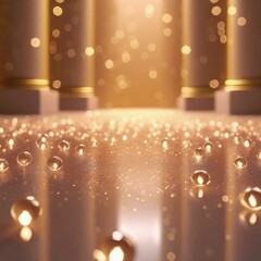ゴールドの高級感あるステージ　商品モックアップ