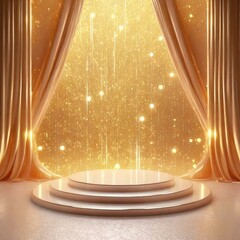 ゴールドの高級感あるステージ　商品モックアップ