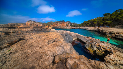 Cala S'Almunia, Santanyí, Mediterranean Sea, Mallorca, Islas Baleares, Spain, Europe