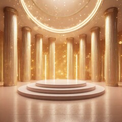 ゴールドの高級感あるステージ　商品モックアップ