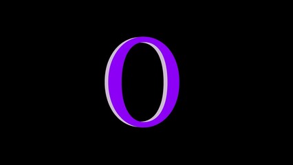 3d O letter logo loopable purple color black background