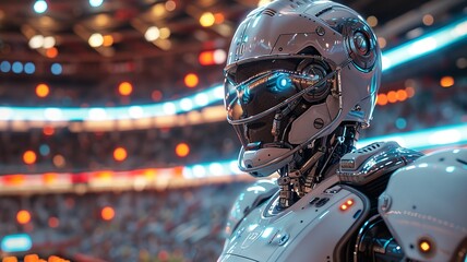 Futuristic Robot in a Stadium: A Glimpse into the Future of Technology