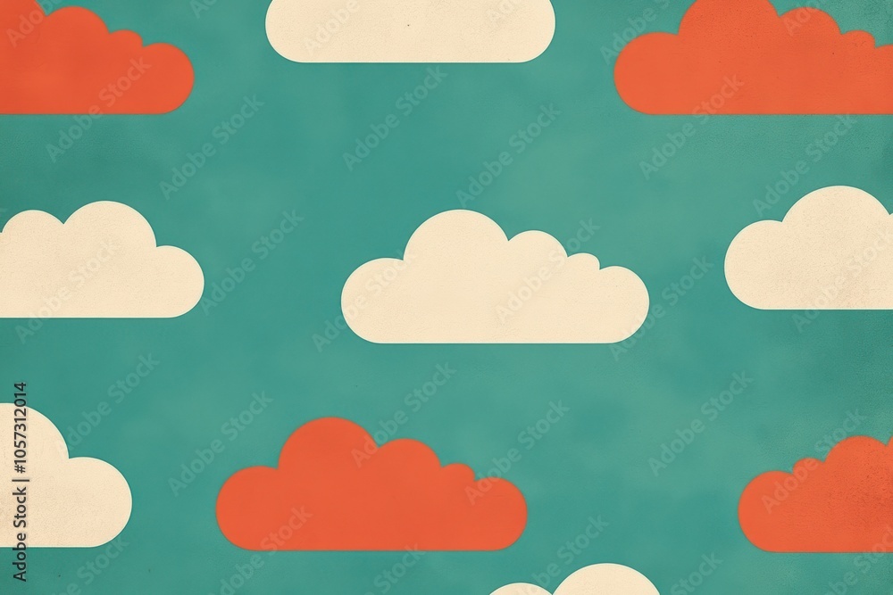 Poster colorful clouds pattern on a teal background. this whimsical design adds a cheerful touch to any pro