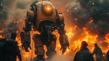 Giant Robot in a Fiery Apocalypse: A Dystopian Vision