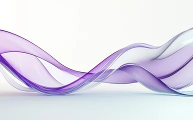 Gardinen Abstract background with smooth lilac and silver waves on a light white surface, elegant 3D rendering © Georgii