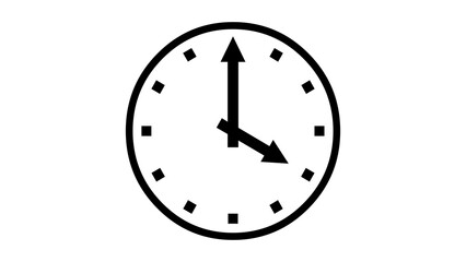 4 O Clock face icon black color in white background