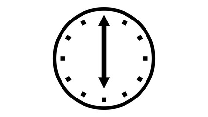 6 O Clock face icon black color in white background