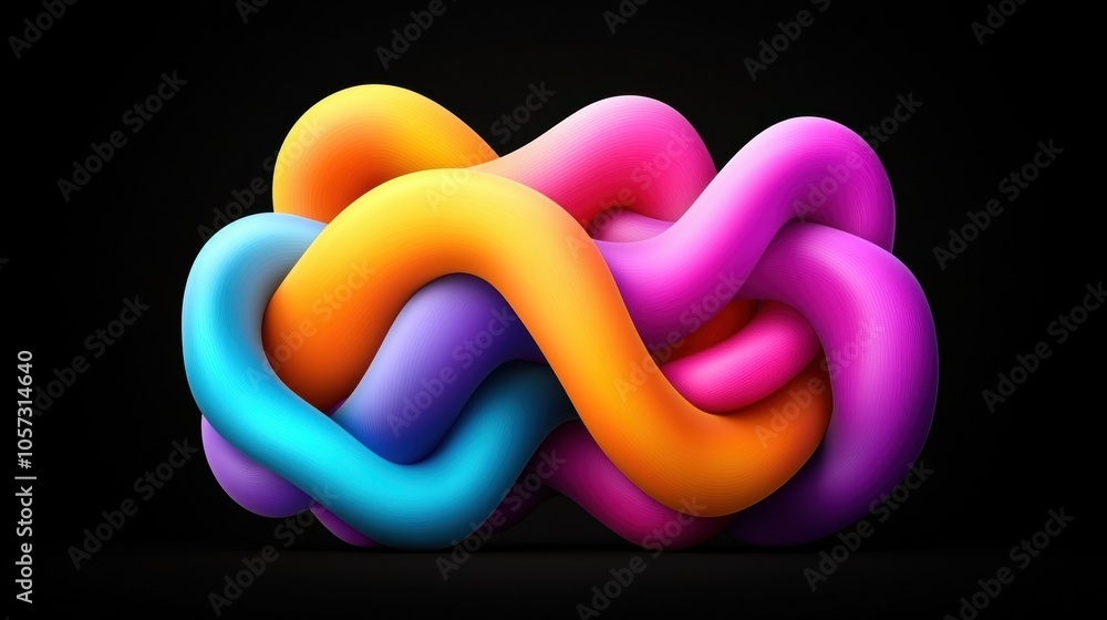 Aufkleber a colorful abstract sculpture featuring intertwining curves in vibrant hues, creating a dynamic visu