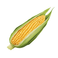 Sweet corn on cob isolated on transparent background Generative Ai.