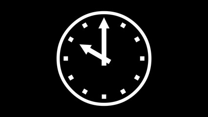 10 O Clock face icon white color in black background