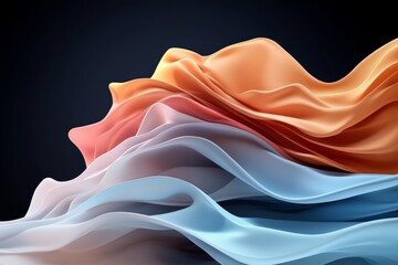 Fototapeta premium Flowing colorful fabric-like layers in an abstract composition, evoking softness, elegance, and serenity, while engaging the observer in artistic contemplation.
