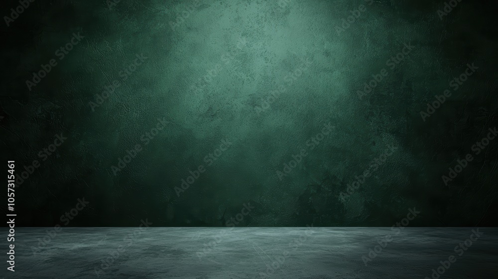 Poster serene gradient: abstract small dots pattern on dark green background