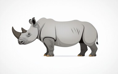 Fototapeta premium A colorful and artistic illustration of a rhinoceros standing majestically. Perfect for wildlife, nature, or animal-themed projects.