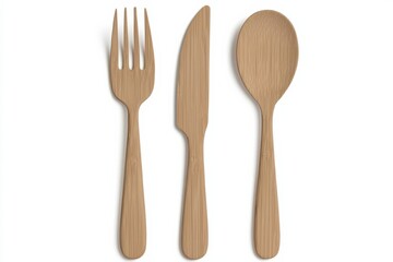 Eco-friendly bamboo cutlery set including a fork, knife, and spoon perfect for sustainable dining and outdoor activities.