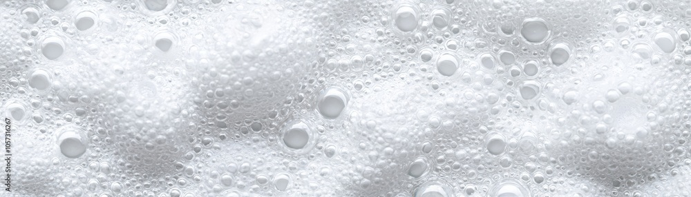 Poster close-up of white bubbles on a smooth surface, creating a refreshing and clean background ideal for 