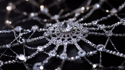 A dazzling spiderweb arrangement of diamonds, sparkling with refined elegance and beauty