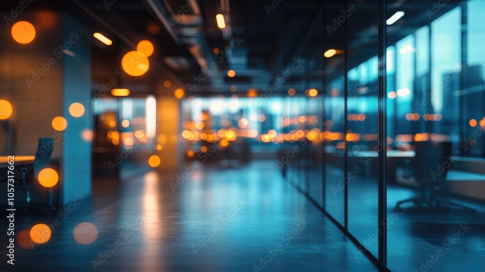 Poster abstract vertical background featuring a contemporary office space with a bokeh effect