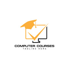 Computer graduation hat school learning online logo
