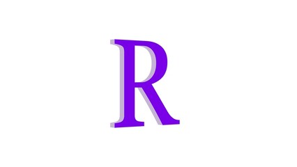 3d R letter logo loopable purple color white background