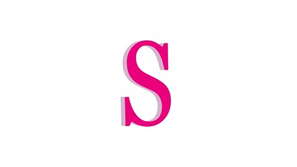 3d S letter logo loopable pink color white background