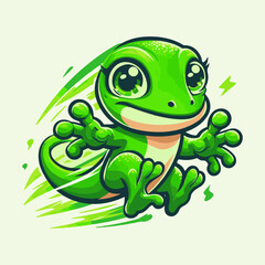 Energetic Green Gecko mascot logo. powerful Gecko vector illustration