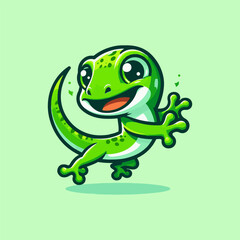 Energetic Green Gecko mascot logo